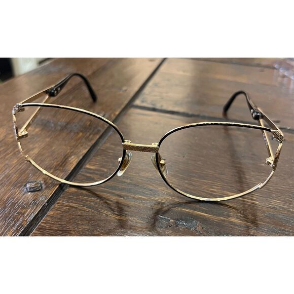 Vintage Christian Dior 2842 Oval Eyeglass Frames Gold & Black  Made In Austria - Picture 1 of 6